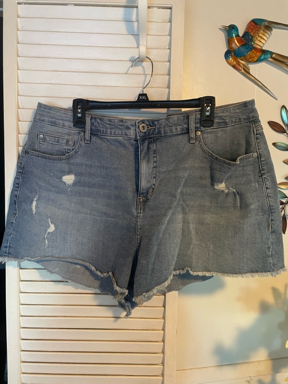 torrid Distressed Light Blue Denim Shorts